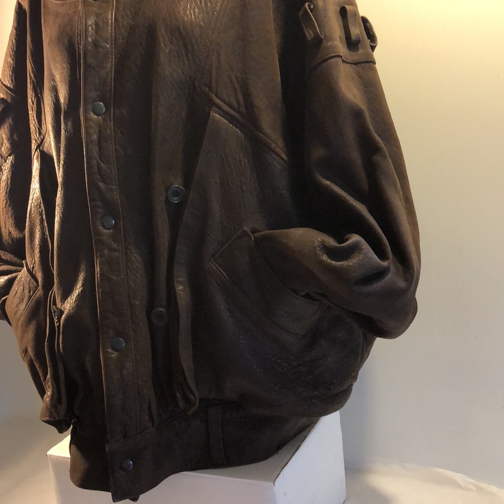 Vintage futuristic Philip Monet pebbled leather bomber jacket size large/XL - Picture 5 of 15